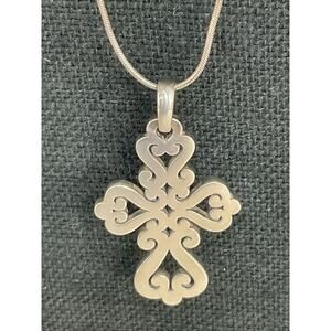 RETIRED JAMES AVERY STERLING SILVER SPANISH MISSION CROSS & CHAIN BOX